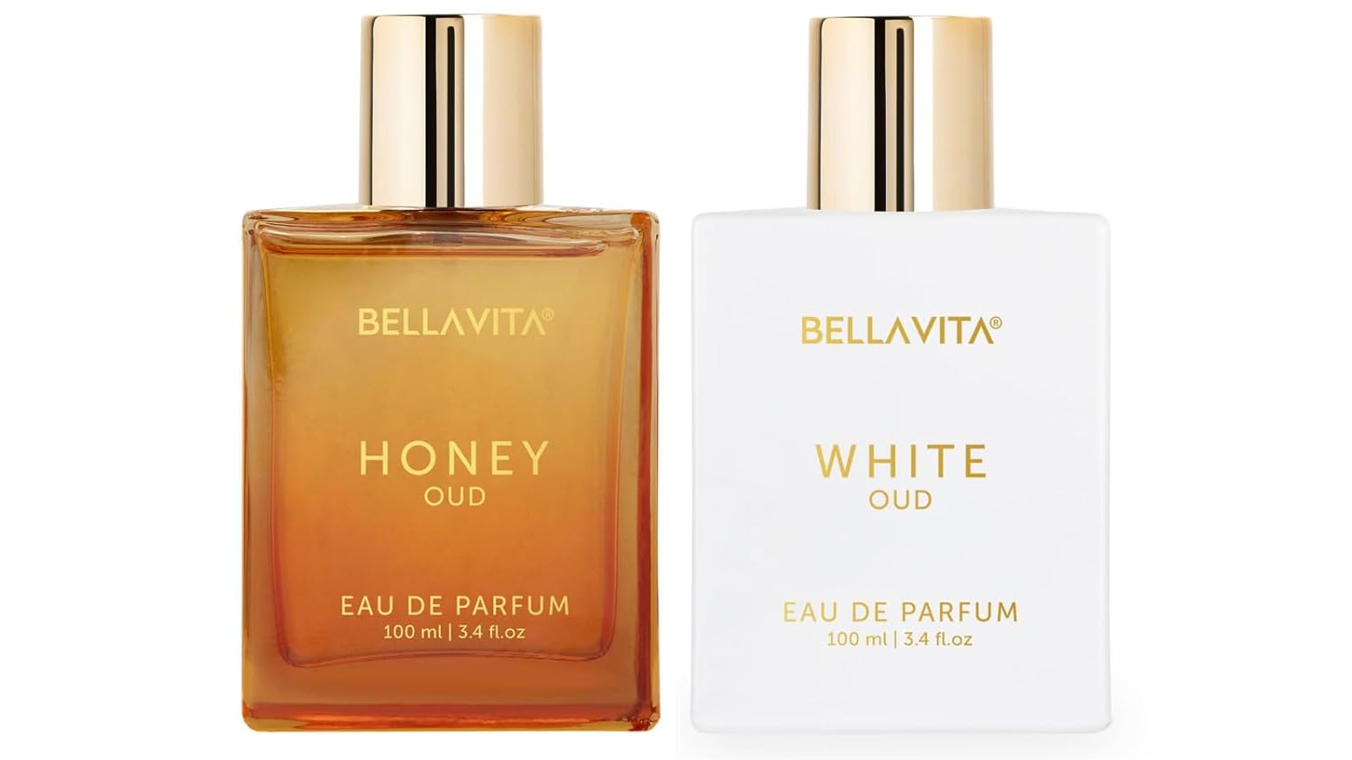 Luxury Perfume Duo: Honey Oud Eau De Parfum (3.4 Fl. Oz.) + Bellavita Luxury White Oud Eau De Parfum (3.4 Fl. Oz.) | Long-Lasting, Vegan & Cruelty-Free Fragrances For Every Occasion