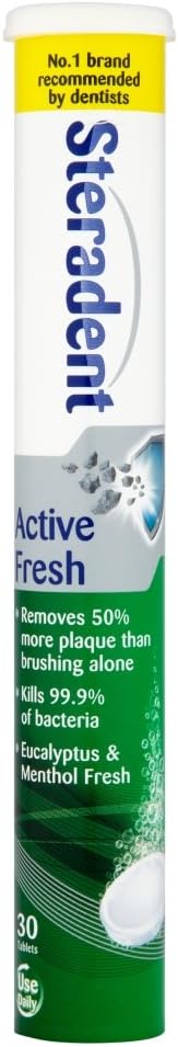 Steradent Active Fresh 30 Tablets (Pack Of 12 Total 360 Tablets)