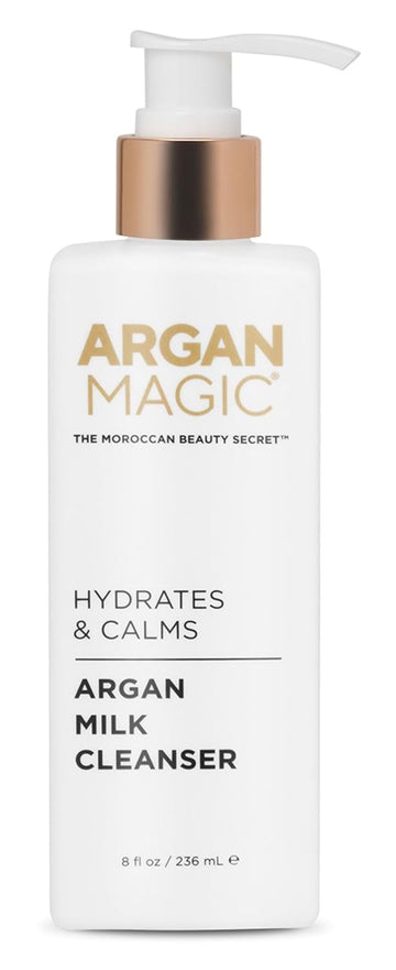 Argan Magic Hydrates & Calms Argan Milk Cleanser - Gently Cleanses And Removes Built-Up Oil And Dirt | Hydrates, Calms, And Soothes | Paraben Free, Cruelty Free, Made In Usa (8 Fl Oz)