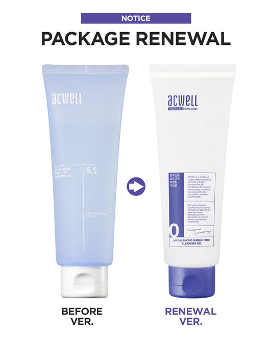 Acwell Ph Balancing Bubble-Free Hydrating Facial Cleansing Gel 5.4 Fl.Oz. - For Sensitive Skin, Hyaluronic Acid And Licorice Extracts, Non-Foaming Cleanser For Skin Moisturization