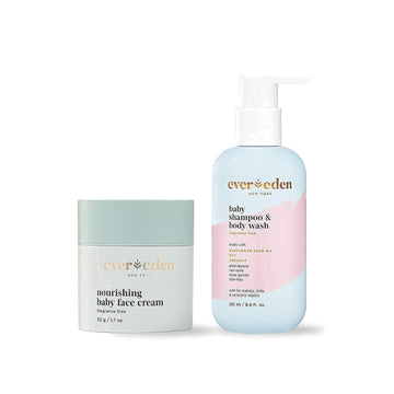 Evereden Baby Shampoo And Body Wash, 8.5 Fl Oz & Nourishing Baby Face Cream, 1.7 Oz | 2 Item Bundle Set | Clean Baby Care