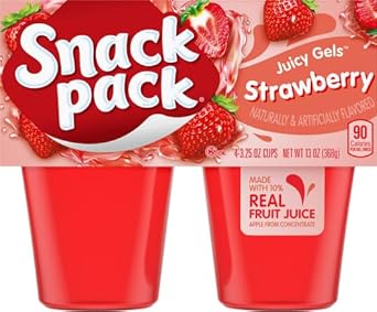 Snack Pack Juicy Gels, Strawberry, 3.25 Oz (Pack Of 4), Net Weight: 13 Oz