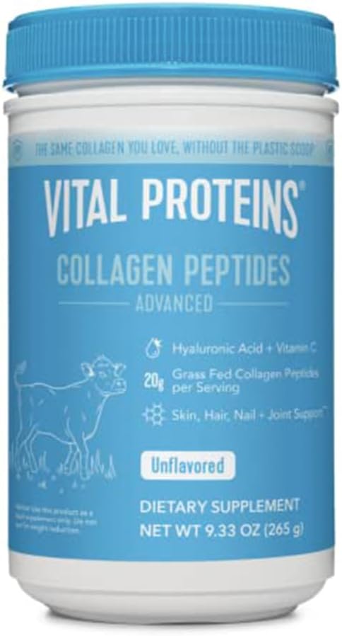 Vital Proteins Collagen Peptides Powder, 9.33 oz Unflavored + 14 oz Unsweetened Plant Protein Powder