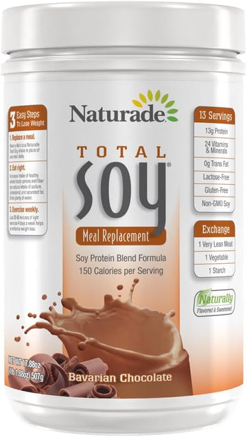 Naturade Total Soy Meal Replacement Soy Protein Blend, Bavarian Chocolate, 150 Calories Per Serving,13 Servings per Tub