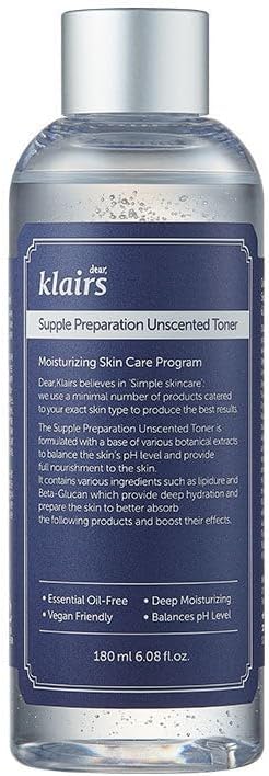 [Dearklairs] Supple Preparation Unscented Toner 1.01 Fl Oz, Soothing, Fast Absorbing, Non-Irritating, Fragrance-Free, Trial Size, K-Routine : Beauty & Personal Care