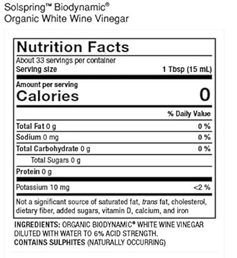 Solspring Biodynamic White Wine Vinegar, 16.9 Fl. Oz. (500 mL), Unpasteurized, Crafted In Greece, Certified USDA Organic, Regenerative, Vegan, Gluten Free, Soy Free, Dr. Mercola