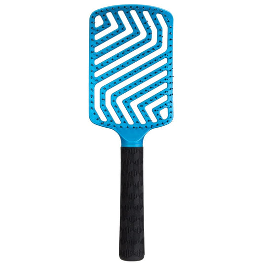 Forpro Professional Collection Expert Stylist Choice Paddle Hair Brush, 100% Natural Anion Bristle, Silicone Ergonomic Handle, Matte Blue