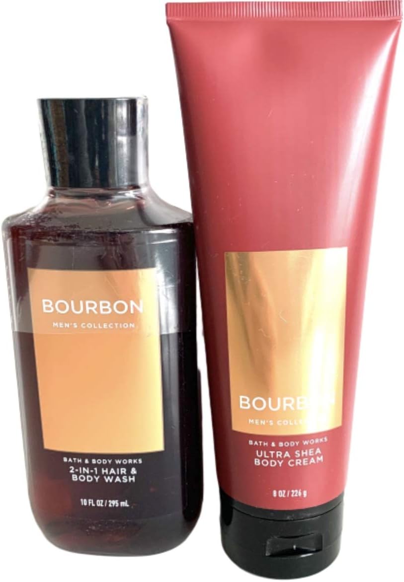 Bath And Body Works Men'S Collection Ultra Shea Body Cream & 2-In-1 Hair And Body Wash Bourbon