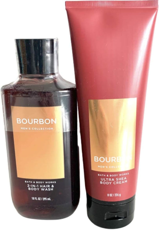Bath And Body Works Men'S Collection Ultra Shea Body Cream & 2-In-1 Hair And Body Wash Bourbon