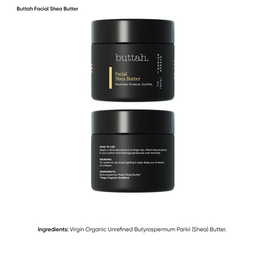 Buttah Skin Facial Shea Butter 2Oz - Organic Whipped Virgin Raw Moisturizer For All Skin Tones - Hydrating & Natural