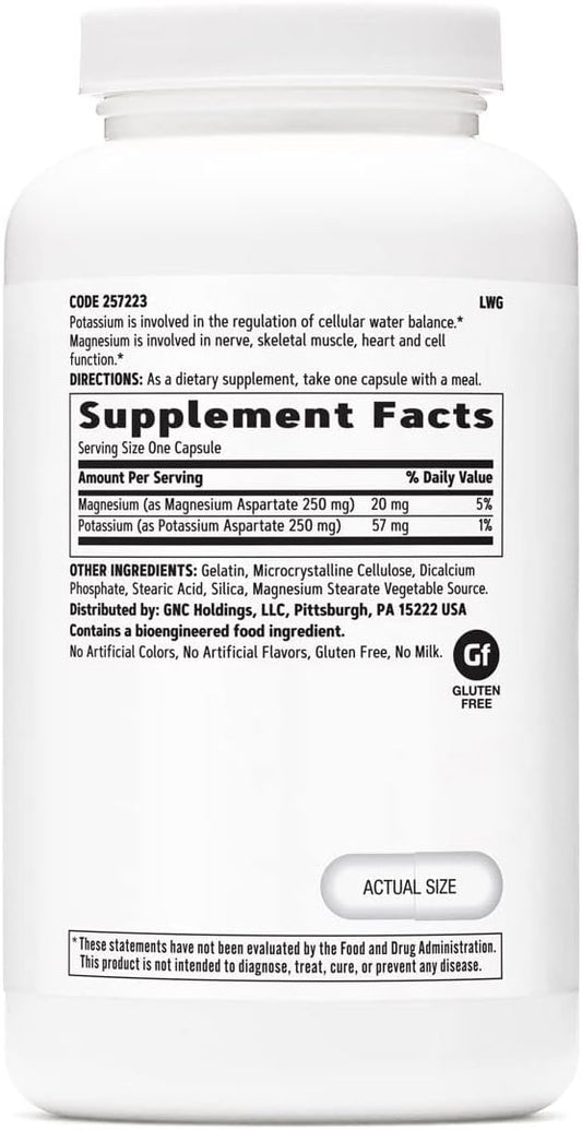 Gnc Potassium & Magnesium Aspartate 250Mg - 240 Capsules (240 Servings)