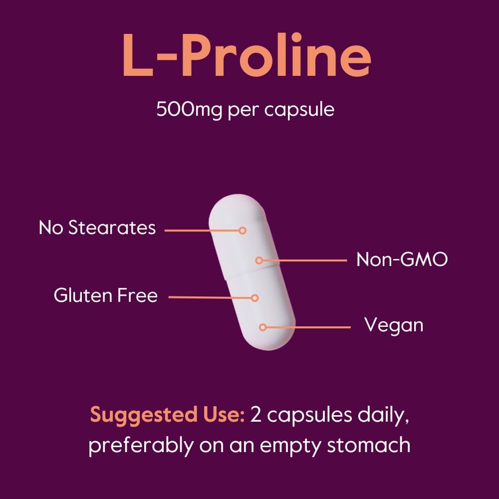 Bestvite L-Proline 500Mg (240 Vegetarian Capsules) (120 X 2) - No Stearates - No Fillers - Vegan - Gluten Free - Non Gmo : Health & Household