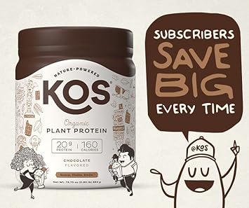KOS Vegan Protein Powder, Chocolate USDA Organic - Low Carb Pea Protein Blend, Plant Based Superfood with Vitamins & Minerals - Keto, Soy, Gluten Free - Meal Replacement for Women & Men - 10 Servings : Health & Household