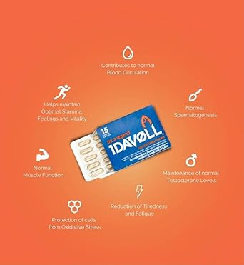 Idavoll 15 Capsules For Men 100% Natural For Men, Extra Strong For Optimal Stamina Performance Energy Boost & Health Support Zinc & L-Arginine Siberian Ginseng Vegan Made In Uk