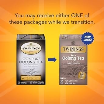 Twinings Pure Oolong Individually Wrapped Black Tea Bags, 20 Count (Pack Of 6), Caffeinated, Warm, Nutty Flavor & Golden Colour, Enjoy Hot Or Iced