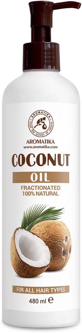 Fractionated Coconut Oil 480Ml - 100% Pure & Natural Coconut Oils - Base Oil - Odorless - Intensive Hair Treatment For Hair - Beauty - Helps Grow Longer & Stronger