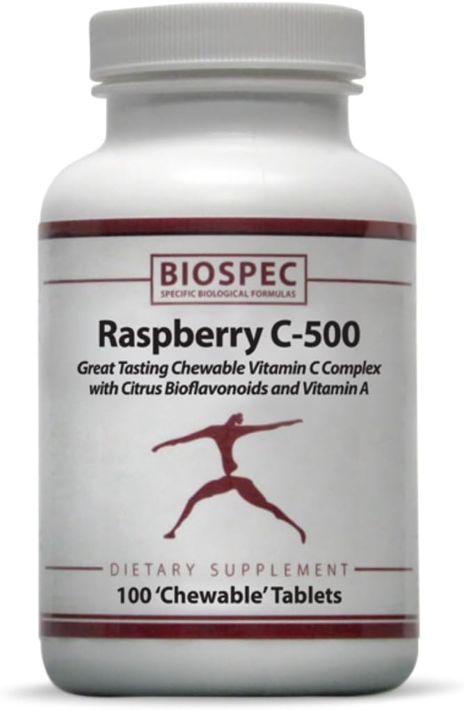 Raspberry C-500 – Chewable Immune And Antioxidant Support - Vitamin C, Vitamin A, And Citrus Bioflavonoids