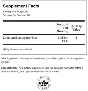 Swanson Probiotic - Digestive Health Supplement W/ 1 Billion Cfu Per Capsule - Natural Formula Supporting Bowel Regularity & Daily Wellness - (120 Capsules)