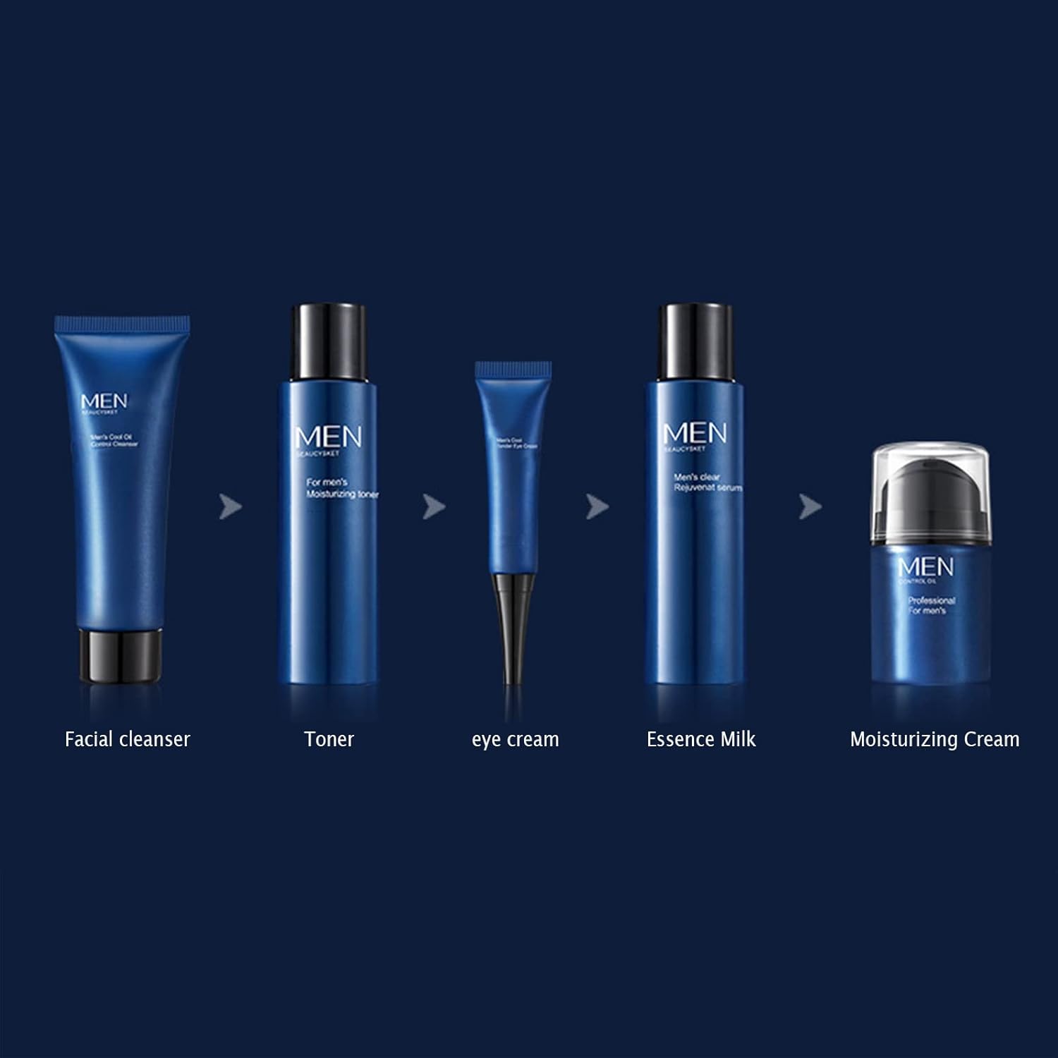 Skin Compatible With Machine Men'S Set 5 Piece Kit For Oil Control Moisturizing Hydrating Cleansing And Refreshing Foam Contains 120Ml Water Milk Face Products