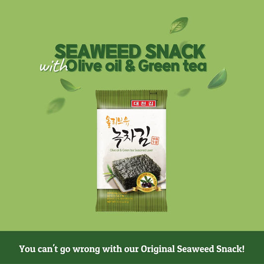 Daechun(Choi'S1) Seaweed Snack, (Pack Of 20), Original, Sea Salt, Green Tea Powder, Product Of Korea