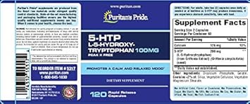 Puritan's Pride 5-htp 100 Mg (griffonia Simplicifolia) Capsules, 120 Count : Health & Household