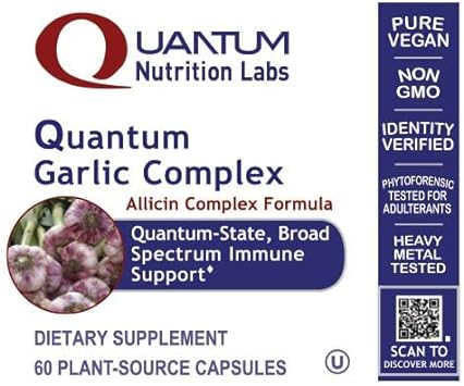 QNL Quantum Garlic Complex - Allicin Garlic Supplement - Immune Support Supplement - Heart Health Supplement - Organic Immunity Support - 60 Vegetarian Capsules : Health & Household