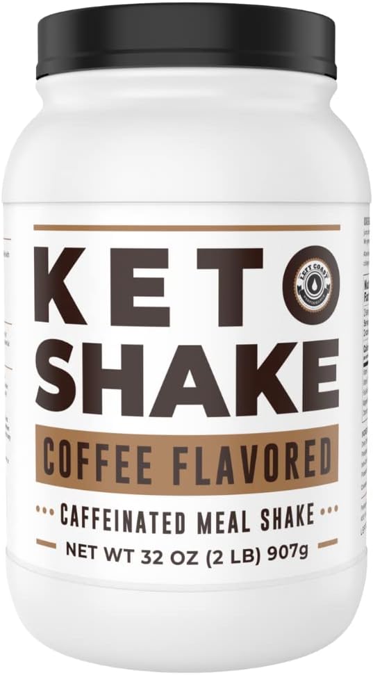 Keto Breakfast Shake Meal Replacement, 2lb Coffee Protein Powder, Iced Coffee with Collagen Protein, High Fat, Low Carb, Sugar Free