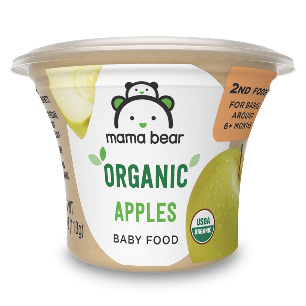 Amazon Brand - Mama Bear Organic Baby Food, Apples, Vegetarian, 3.98 Ounce (Pack Of 12) Tub