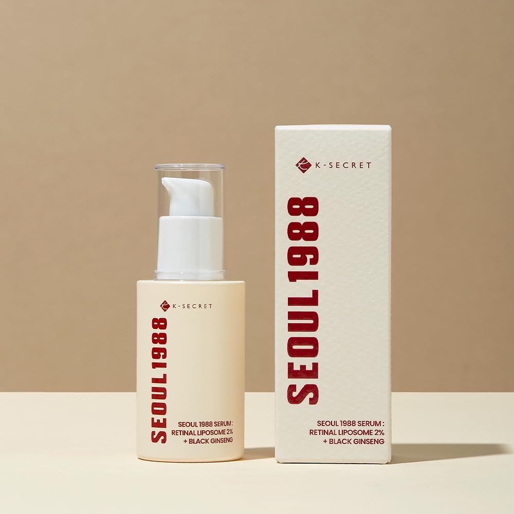 Ksecret Seoul 1988 Serum : Retinal Liposome 2% + Black Ginseng, 30Ml/1.01Fl.Oz | 58% Black Ginseng Extract | Retinal Serum, Bakuchiol, Vitaminc&3Peptides For Wrinkle Care | Korean Skincare | Seoul1988