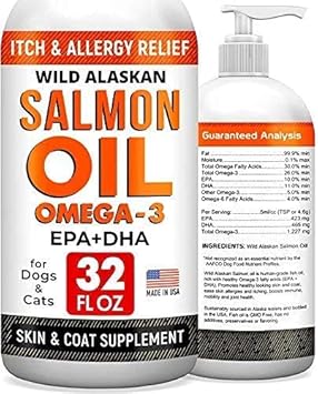 Salmon Oil Omega 3 For Dogs + All-Natural Hemp Chews And Glucosamine For Dogs - Advanced Hip & Joint Supplement + 32Oz Fish Oil - Allergy Relief - Itch Relief, Shedding - Skin And Coat Supplement