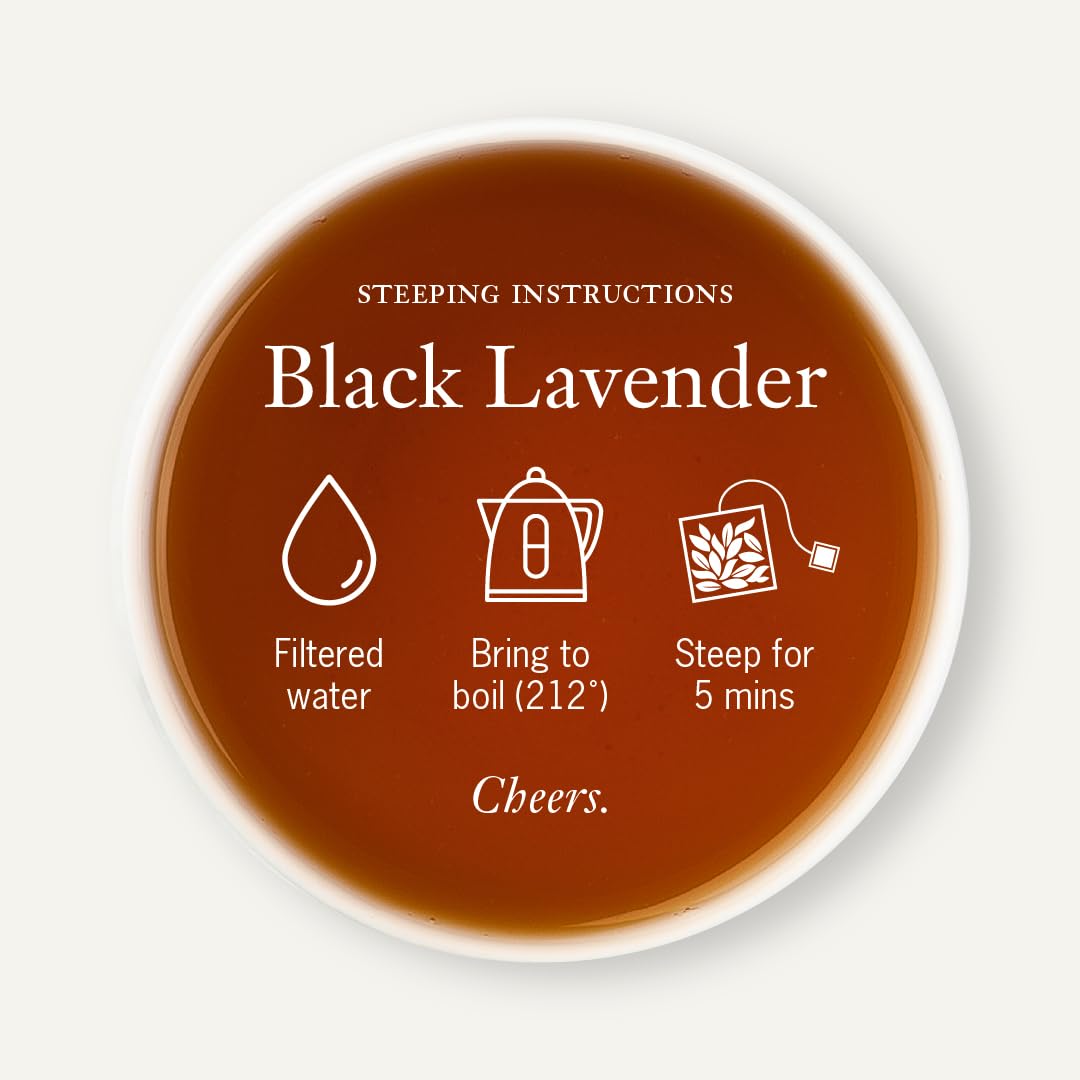 Smith Teamaker Black Lavender No. 14, Caffeinated, Sugar-Free, Organic, Sustainably Grown Full Leaf Black Tea Bags, 15 Sachets, 1.32Oz Each