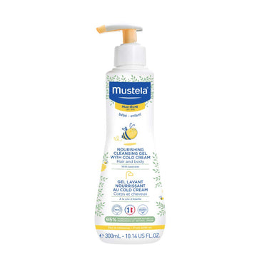 Mustela Baby Nourishing Cleansing Gel – Hair & Body Wash For Dry Skin - With Natural Avocado, Cold Cream & Beeswax - 10.14 Fl. Oz