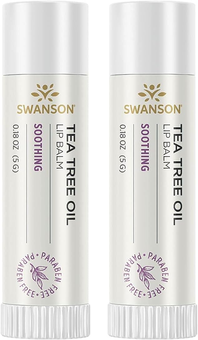 Swanson Tea Tree Oil Lip Balm 0.18 Ounce (5 G) Balm (2 Pack)