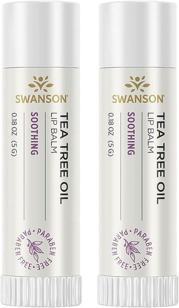 Swanson Tea Tree Oil Lip Balm 0.18 Ounce (5 G) Balm (2 Pack)