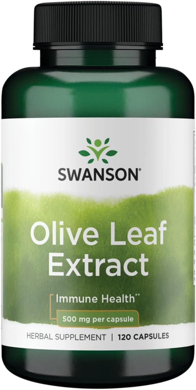 Swanson Olive Leaf Extract Capsules With 20% Oleuropein - Provides Immune Support, Promotes Cardiovascular System Health, And Supports Healthy Blood Pressure - (120 Capsules, 500Mg Each)