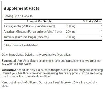 Swanson Full Spectrum Turmeric Ashwagandha & Ginseng Complex 60 Capsules