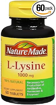 Nature Made Extra Strength L-Lysine, 1000 mg Tablets 60 ea by AB : Health & Household