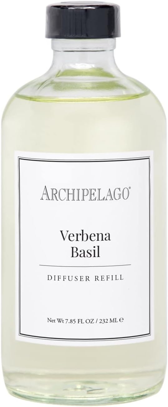 Archipelago Botanicals Verbena Basil Diffuser Refill, Clear, 7.85 Fl Oz