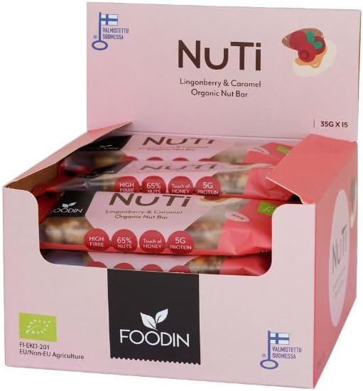 Foodin Nuti Bar With Lingonberry&Caramel 35G