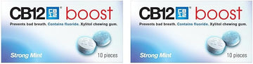 CB12 Boost Chewing Gum – Instant Freshness on the Go, Prevents Bad Breath, Sugar-Free, Cool Mint Flavour – 10 pcs (Pack of 2)