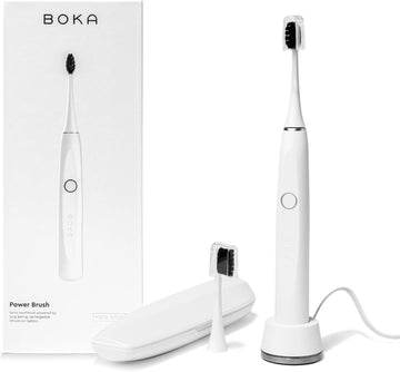 Boka 2.0 Electric Toothbrush For Adults W/ 2 Heads - Rechargeable Sonic Powered Tooth Brush - Charcoal Activated Bristles For Deep Cleaning - Dentist Recommended Oral Care - Charging Base W/Micro Usb