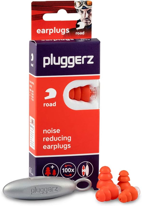 Pluggerz Earplugs Road - 2 Pairs (S/M M/L) - Soft & Comfortable - Filtered - 23 Db - Wind/Noise - Motorbike & Convertible Driving
