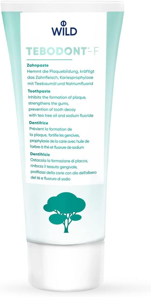 Tebodont-F Toothpaste With Fluoride, For Daily Oral And Dental Care, Prevention Of Tooth Decay, Helps Relieve Irritated Gums And Oral Mucosa And Enhances Plaque Removal, Contains Tea Tree Oil