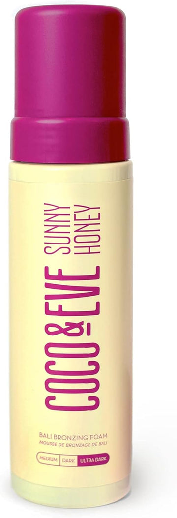 Coco & Eve Sunny Honey Bali Bronzing Foam. Natural Sunless Self Tanner Mousse. Anti Cellulite, Organic Sunless Self Tanning Lotion (Ultra Dark)