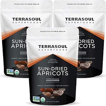 Terrasoul Superfoods Organic Sun-Dried Apricot 6Lb Bundle (3-2Lb Resealable Packages)