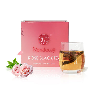 Rose Black Tea|Nondecay Tea Sampler With 7 Pyramid Tea Infuser Bags - Fruit, Herb And Flower Tea For Cold Brew & Hot Brew, Birthday, Hostess And Co-Worker Fall Gifts