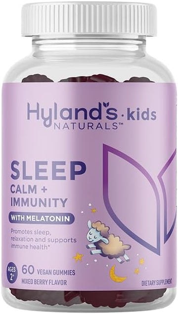 Hyland's Naturals Kids - Sleep Aid, Calm + Immune Support, with Melatonin Sleep Aid Gummies, Helps with Sleeplessness & Restlessness, with Chamomile & Elderberry, 60 Vegan Gummies