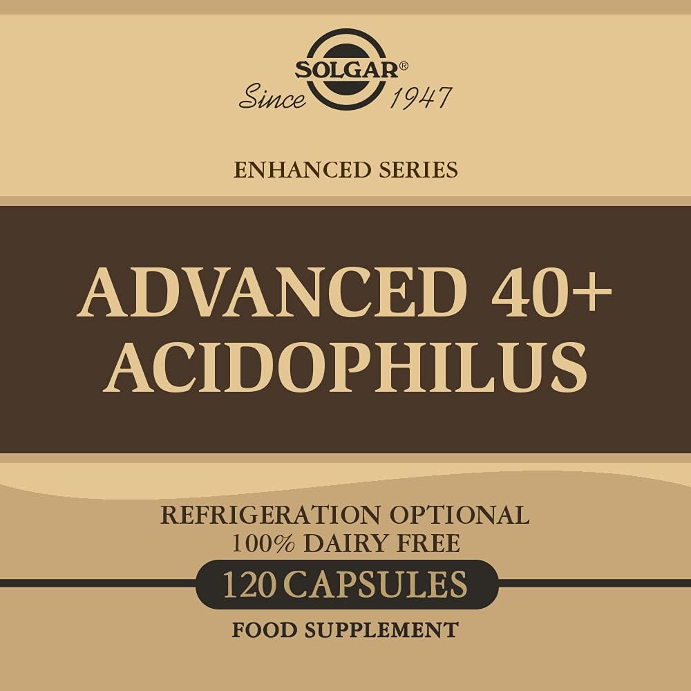 Solgar Advanced 40+ Acidophilus, 120 Vegetable Capsules - Supports Healthy Intestinal Flora - 1.5 Billion Microorganisms Per Serving - Gluten, Dairy, Lactose & Milk Free - Vegetarian - 120 Servings