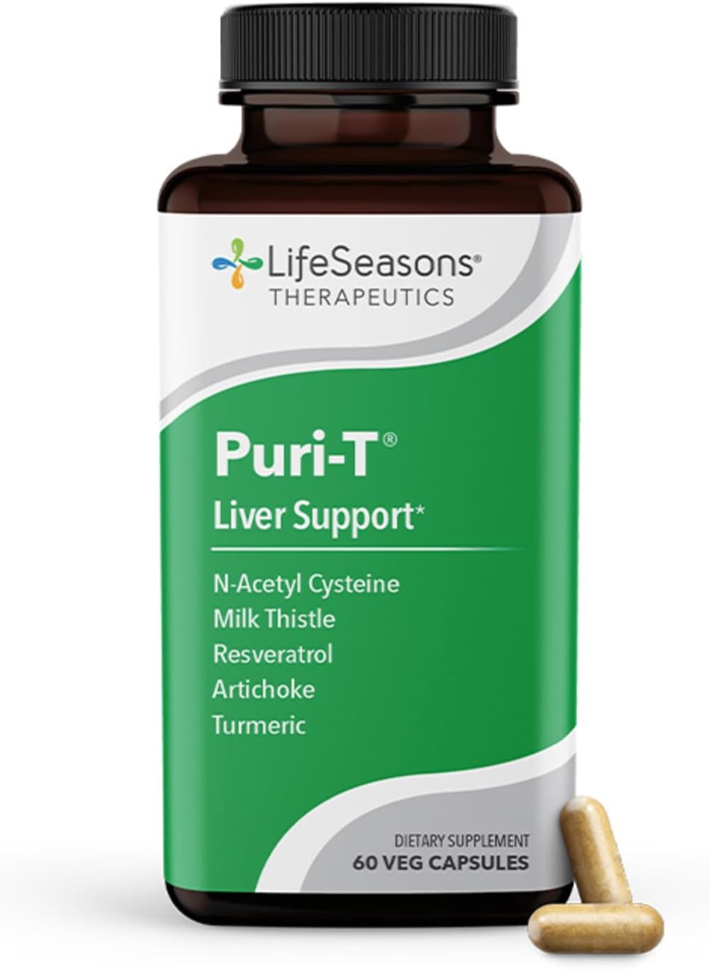 Lifeseasons Puri-T - Liver Cleanse & Detox Support Supplement - Resveratrol, N-Acetyl Cysteine, Milk Thistle, Artichoke & Turmeric - Supports Tissue Regeneration & Healthy Bile Flow - 60 Capsules