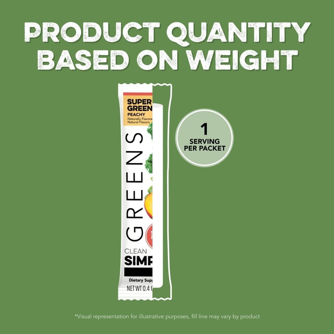 Clean Simple Eats Greens Variety 10 Pack, Greens Powder Mix, Packed with Superfoods Chlorella & Spirulina, Includes 5 Delicious Flavors: Peachy, Green Apple, Raspberry Lemonade, Sweet Lemon & Tropical : Health & Household